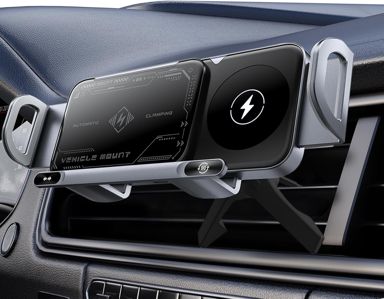 Kwak's 15W Fast Wireless Charging Car Mount,Auto Automatic Clamping Phone Vent Charger Holder for iPhone 16 15 14 13 or Android