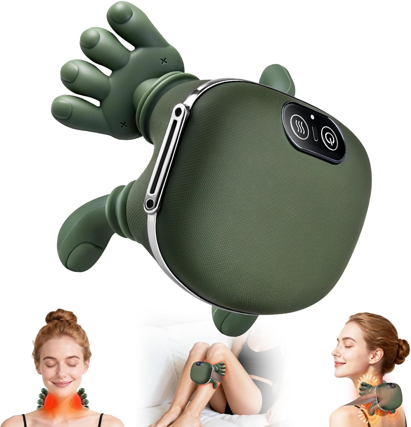 Shoulder and Neck Massager, Bionic Heated Massager, Neck Massager with Fingers, 4D Kneading Massage, Simulates a Real Palm Massage for Comfort, Relax Muscle Tension